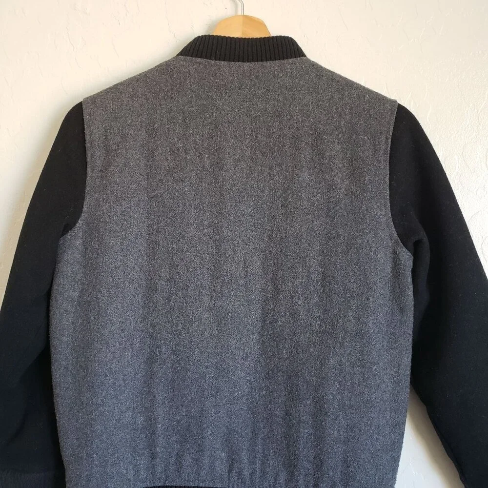 Old Navy Soft Brushed Wool Blend Colorblock Bomber Jacket Grey/Black Kid's 10-12